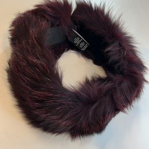 Surell “Wine” Headband Scarf, Fox Fur, NWT!